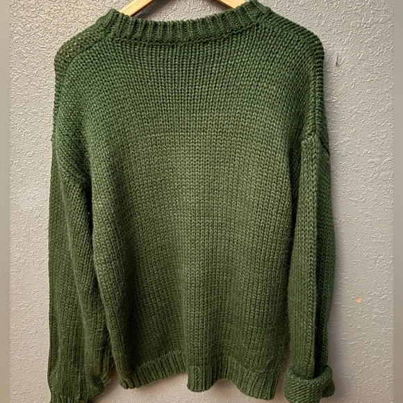 Green Sweater with Red Plaid Bow Christmas Holiday - Picture 4 of 4